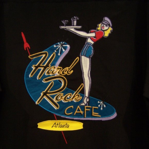 VTG HARD ROCK CAFE ATLANTA CAMP SHIRT S5062 - Picture 12 of 13